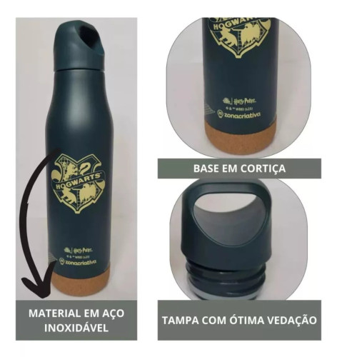 Caneca E Copo Garrafa Corky Hogwarts Licenciada - Harry Potter - #