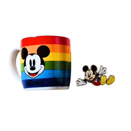 Caneca Porcelana Mickey Mouse 300ml + 1 Pin Metal Disney # - Produto Original