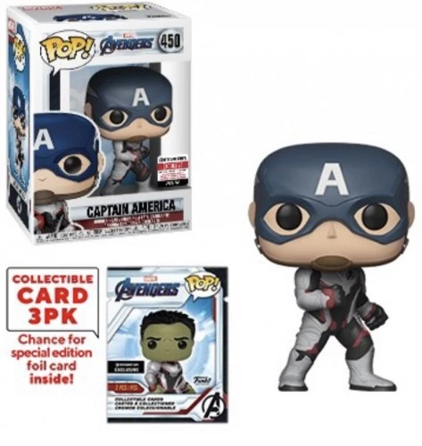 Funko Pop Captain America #450 - Exclusivo Entertainment Eartil - Com 3 Cards Em Envelope Fechado - Marvel Avengers  #450