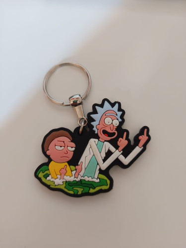 Chaveiro + 2 ímãs geladeira decorativos - Rick & Morty - #