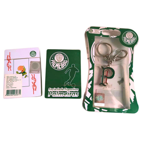 Chaveiro Metal Palmeiras PI (Palestra Itália) + Set Baralho Plástico Verdão Licenciados Futebol # - Produto Original