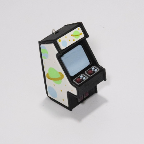 Chaveiro Mini Arcade Fliperama Retro Fidget Clicker Impressão 3D - OVNI BRANCO ARCADE # - Produto Original