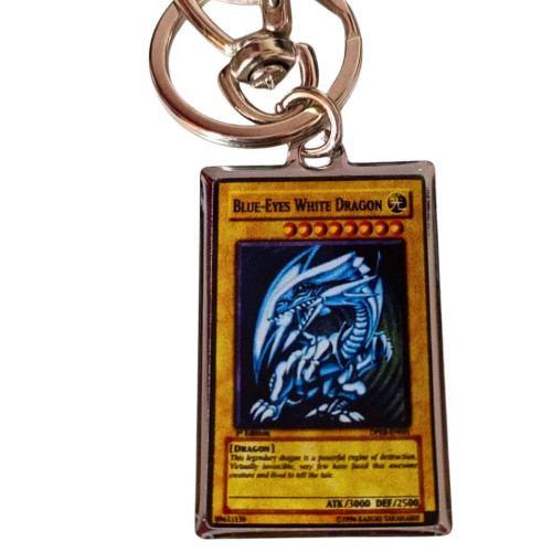 Chaveiro metal carta Blue-Eyes White Dragon (Dragão branco de olhos azuis) Yu-Gi-Oh! # - Produto Original