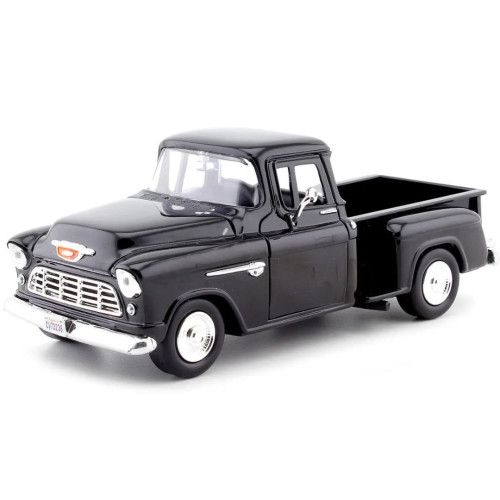 Action Figures Chevy Stepside 1955 Miniatura 1:24 Motormax Preto-Chevy-