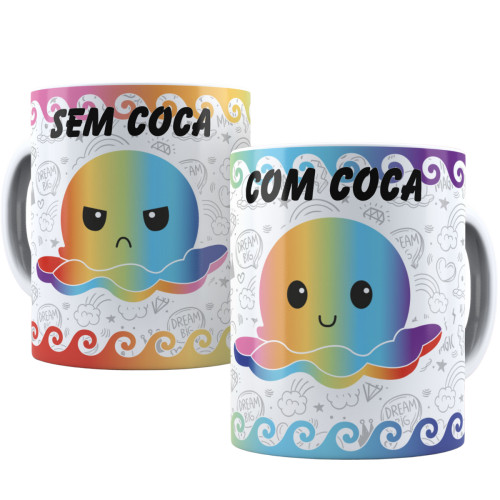 Caneca Porcelana Personalizada Polvo do Humor Sem Coca/Com Coca Polvo Do Humor # - Produto Original
