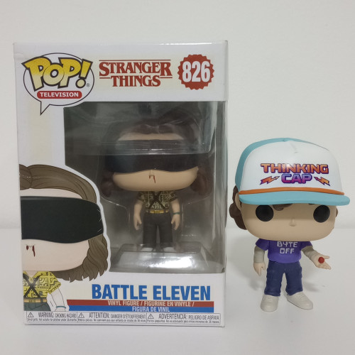 Funko Pop Combo Stranger Things: Dustin 1249 SE (sem caixa) e Battle Eleven 826 (cx com detalhe)-Stranger Things-1