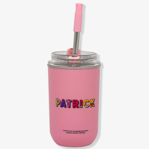 Copo Neo Com Canudo Patrick Bob Esponja Zona Criativa - Spongebob Squarepants - #