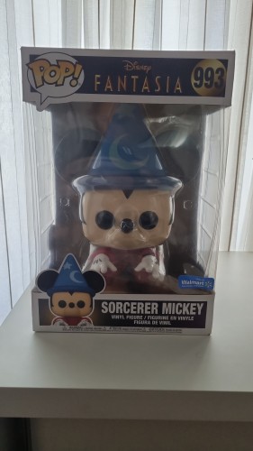 Funko Pop Disney Sorcerer Mickey 993 " 10 Polegadas" - Caixa Com Pequenas Avarias Da Importação-Disney Fantasia-993