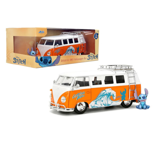 Action Figures Miniatura Kombi Com Boneco Stitch Jada Toys 1:24 1961 Metal - Disney Lilo E Stitch - #