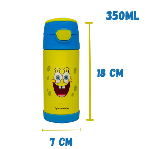 Caneca E Copo Garrafa Top Handle C/ Canudo Bob Esponja - Spongebob Squarepants - #