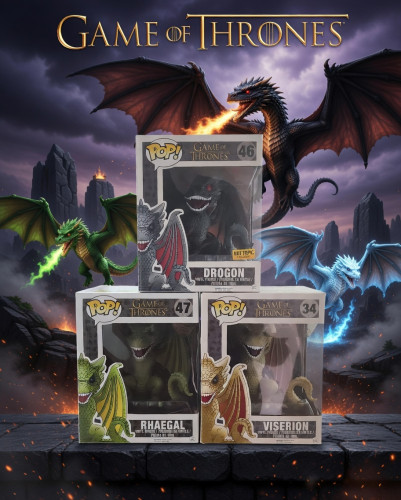 Funko Pop Drogon Hot Topic - Rhaegal - Viserion Game Of Thrones #46 - Produto Original