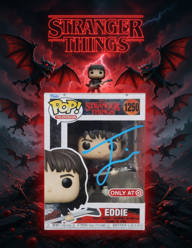 Funko Pop Eddie Assinado E Certificado (vaulted) Stranger Things #1250 - Produto Original