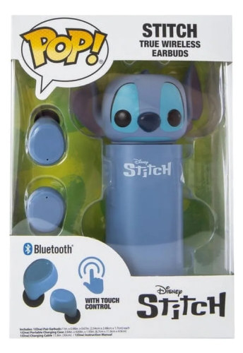 Fone De Ouvido Stitch Sem Fio Bluetooh Cor Azul-claro - Disney Lilo & Stitch - #1 FUNKO POP #1 - Produto Original