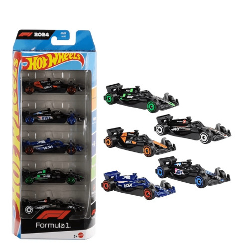 Action Figures Formula 1 1:64 Hot Wheels F1 Pack com 5 carros - McLaren, BWT Alpine, Hass, RB, Sauber,-Fórmula 1-