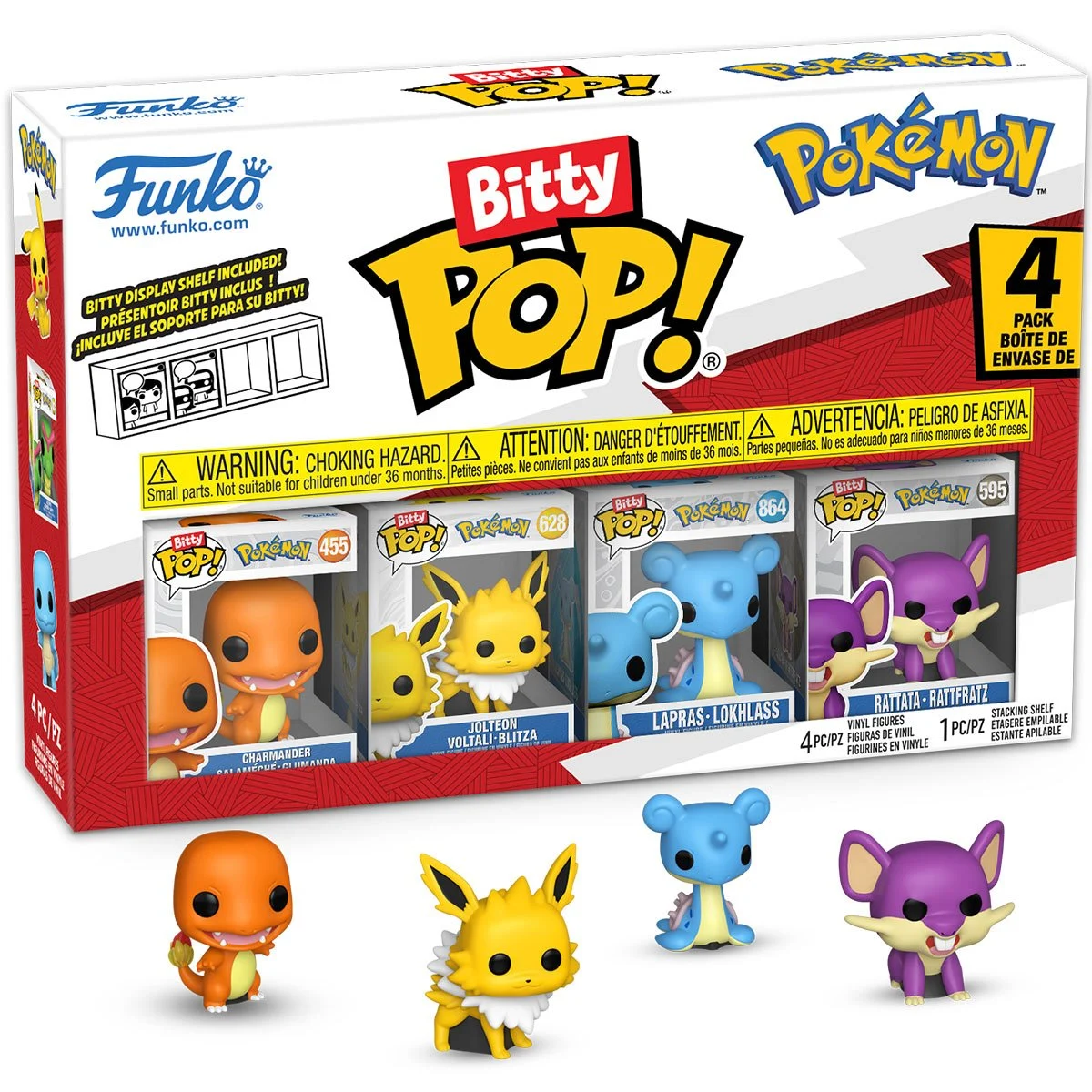 Funko Bitty Pop! Series 2 (Charmander, Jolteon, Lapras, Ratata)-Pokemon-00