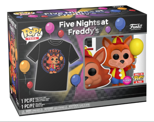 Funko Pop! & Tee: Five Nights at Freddy's Funko Baloon Foxy (Flocado) e Camiseta Funko Pop! Tamanho M Funko POP! #907 - Produto Original