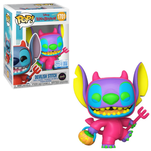 Funko Pop - Disney Lilo & Stitch - Stitch Halloween Com Chase - Black Light Chase - #1701-Disney Lilo & Stitch Black Light Chase-1701