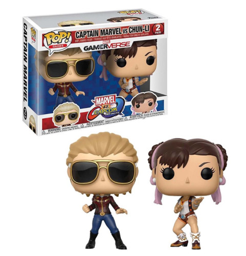 Funko Pop - Games: Marvel Vs Capcon - 2 Pack Captain Marvel Vs Chun-li - Marvel Vs Capcom - #1 FUNKO POP #1 - Produto Original