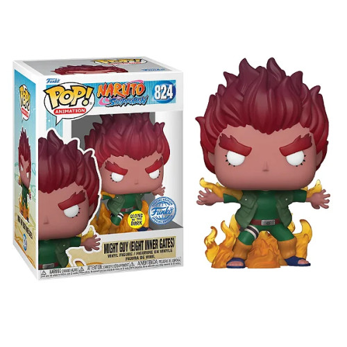 Funko Pop! Animation! Naruto Shippuden Might Guy (Eight Inner Gates) GLOW Special Edition #824 Animation Shonen Jump Naruto Shippuden #824 - Produto Original