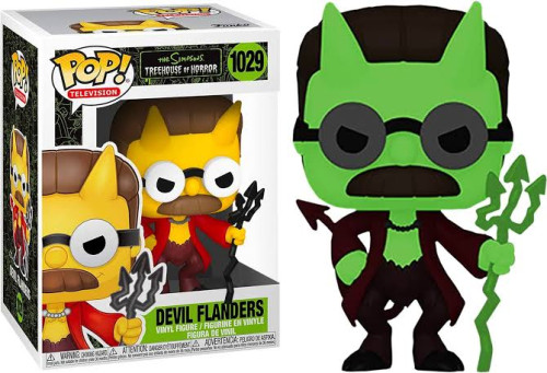 Funko Pop! Animation: The Simpsons - Devil Flanders, Glow in The Dark The Simpsons Treehouse Of Horror #1029 - Produto Original