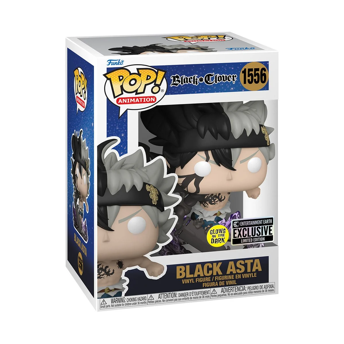 Funko Pop! Animation Black Clover Black Asta 1556 Entertainment Earth Exclusive Limited Edition Glows in the Dark-Black Clover-1556