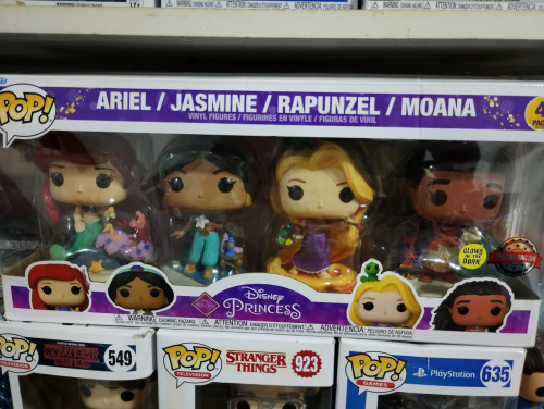 Funko Pop! Disney Ariel Jasmine Rapunzel Moana 4 Pack Exclusivo Glow Princesas #4 - Produto Original