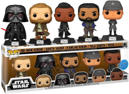 Funko Pop! Star Wars OBI-Wan Kenobi - Exclusive 5-Pack Including OBI-Wan Kenobi, Darth Vader, Kawlan Roken, Tala Durith, and Reva-Star Wars Obi-Wan Kenobi-5