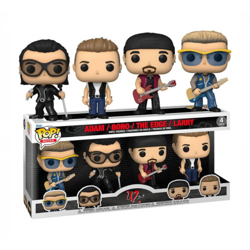 Funko Pop 4 Pack U2 Zoo Tv Adam, Bono, The Edge & Larry Rocks #04 - Produto Original