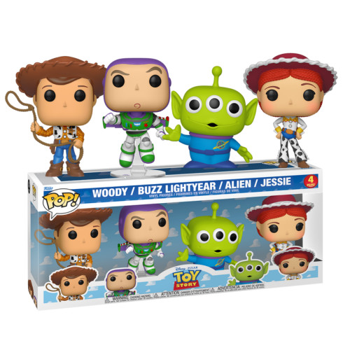 Funko Pop 4 Pack Woody, Buzz Lightyear, Alien & Jessie-Disney Toy Story-04