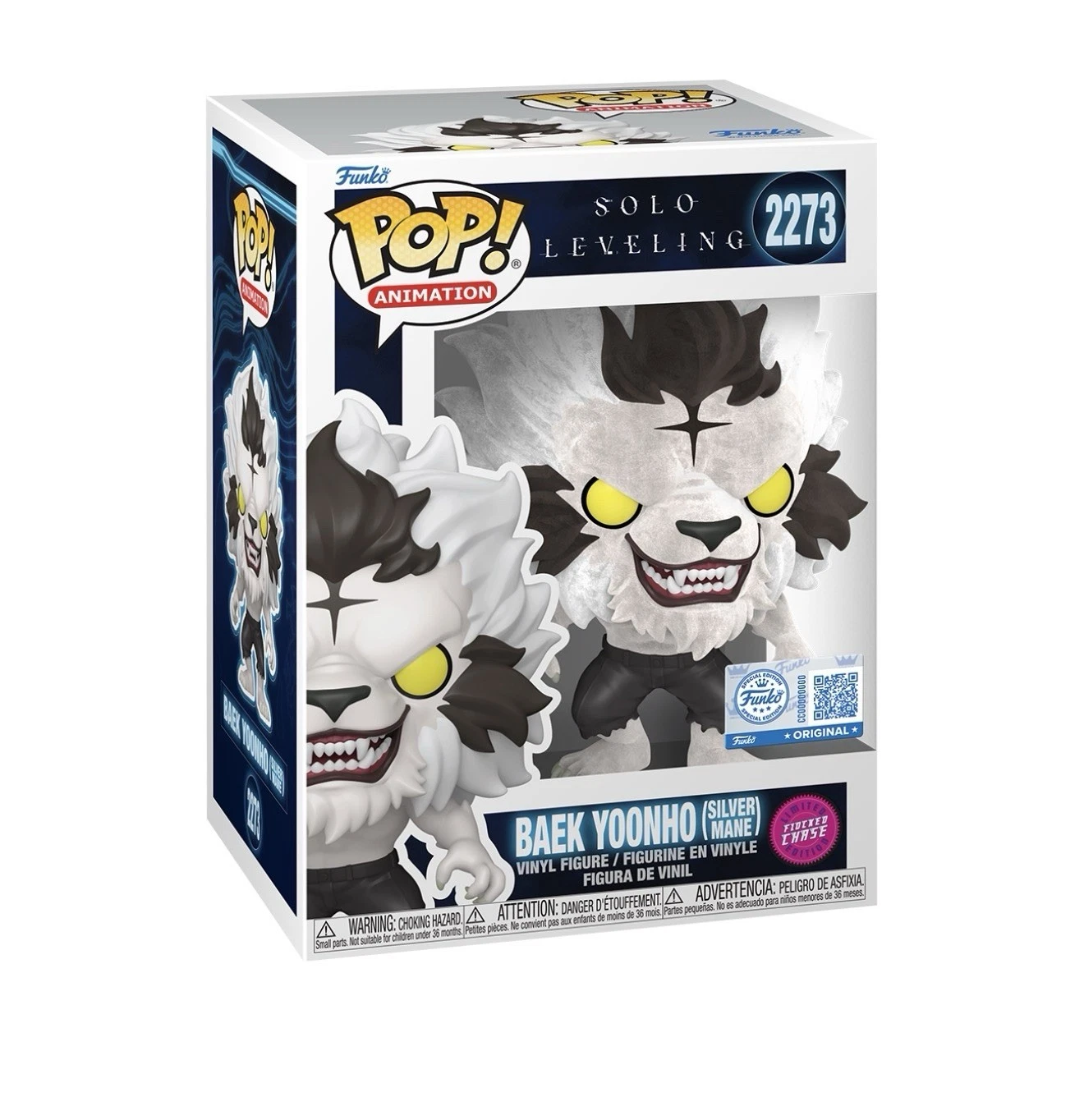 Funko Pop Baek Yoonho (silver Mane) Flocked Chase Exclusivo Solo Leveling #2273 - Produto Original