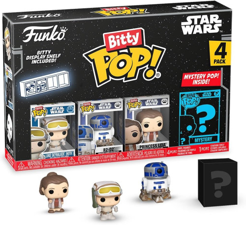 Funko Pop Bitty: Star Wars - Luke Skywalker - (Hoth), R2-D2, Chewbacca & Mystery Chase Figure - (Styles May Vary) and A Surprise Mystery - Stars Wars - #4