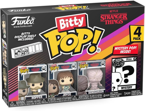 Funko Pop Bitty: Stranger Things - Hopper, Joyce, Demogorgon - (closed Face), And Mystery Chase Figure - - Stranger Things - #4