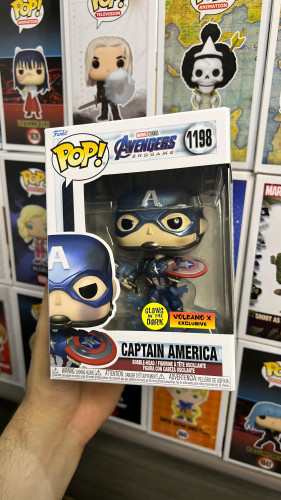 Funko Pop Captain America Glows In The Dark (volcano X Exclusive)-Marvel Avengers Endgame-1198
