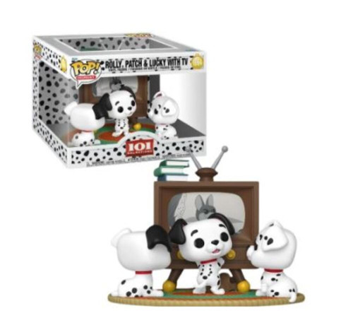 Funko Pop Disney 1664 - Rolly, Patch & Lucky With Tv - Disney - #1664 FUNKO POP #1664 - Produto Original