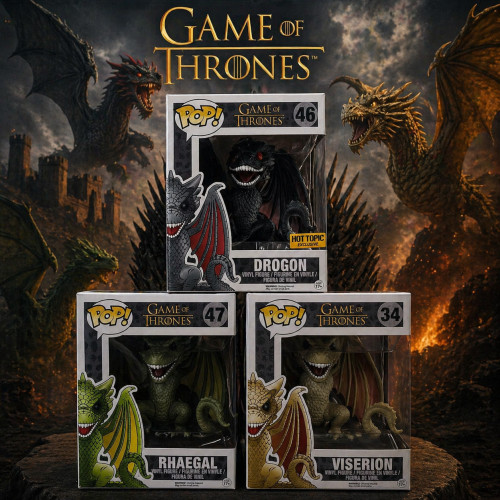 Funko Pop Drogon Hot Topic - Rhaegal - Viserion-Game Of Thrones-46