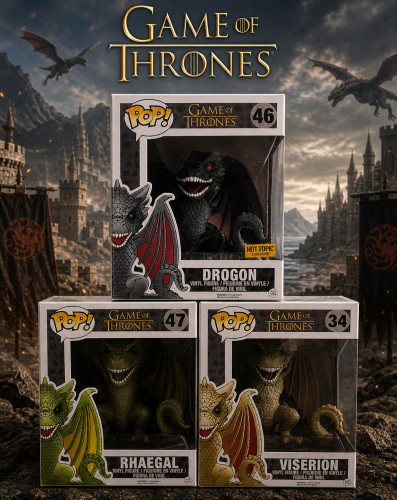 Funko Pop Drogon Hot Topic - Rhaegal - Viserion-Game Of Thrones-46