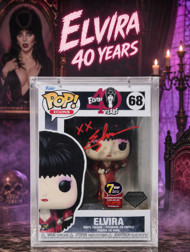 Funko Pop Elvira Diamond 7bap 295 Unidades Assinadas Certificado Elvira 40th Anniversary #68 - Produto Original