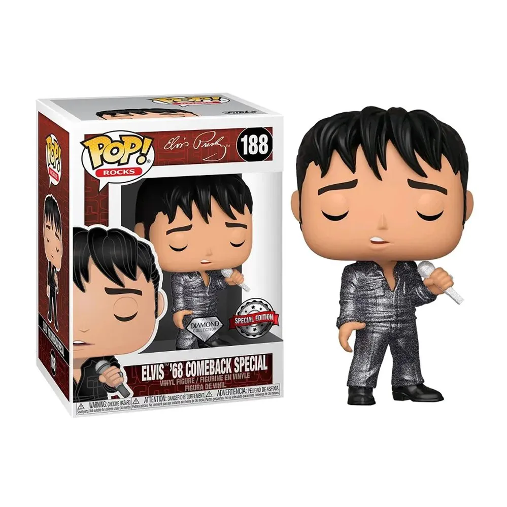 Funko Pop Elvis '68 Comeback Special Diamond Glitter 188 [Special Edition] Elvis Presley #188 - Produto Original