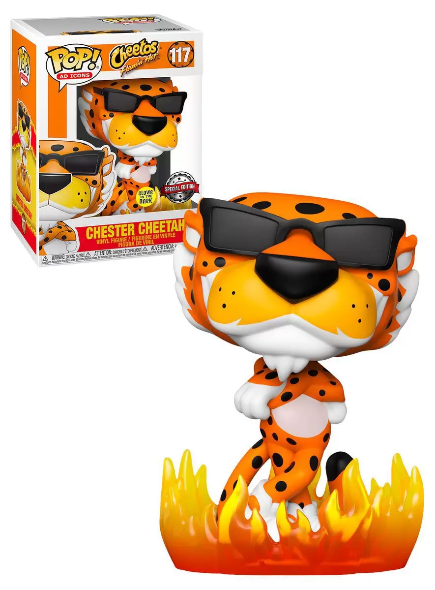 Funko Pop Flamin Hot Cheetos Chester Cheetah 117 caixa almoço brilho no escuro-Cheetos - Special Edition (Brilha No Escuro)-117