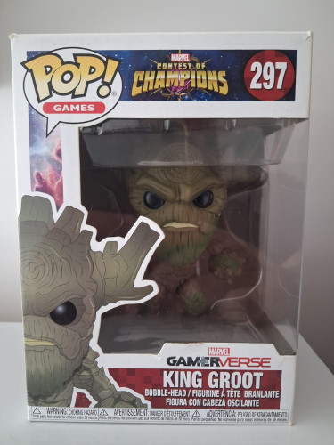 Funko Pop King Groot - Gamerverse - Vaulted - Caixa Com Detalhes Marvel Contest Of Champions #297 - Produto Original