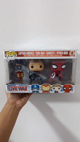 Funko Pop Marvel 4 - Pack Capitao America e Spider ( minis ) - Hawkeye e Spider Man e Marvel #4 - Produto Original