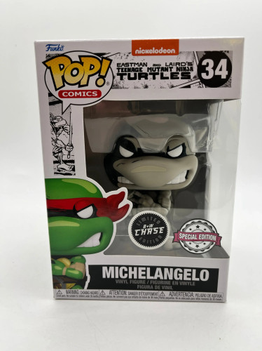 Funko Pop Michelangelo (Chase) (Black & White) As Tartarugas Ninjas #34 - Produto Original