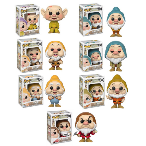 Funko Pop Os Sete Anões: Dopey Chase, Bashful, Sneezy, Sleepy, Happy, Doc & Grumpy ( BAM! Exclusive ) Disney Snow White And The Seven Dwarfs #348 - Produto Original