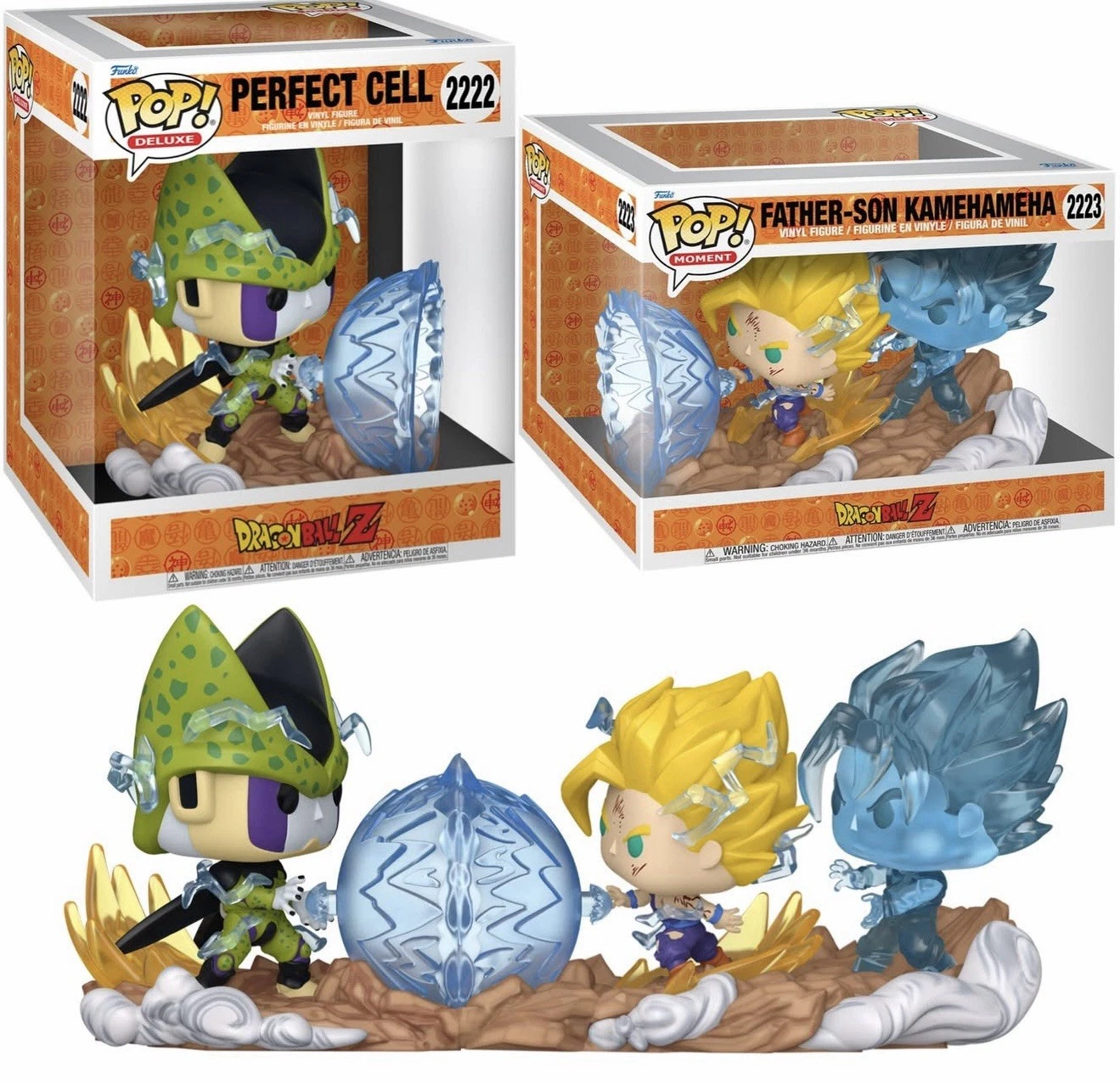 Funko Pop Perfect Cell #2222 Deluxe + Father-son Kamehameha #2223 Moment Dragon Ball Z #0 - Produto Original