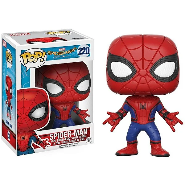 Funko Pop Spider-Man (detalhe na caixa)-Marvel Spider-Man Home Coming-220