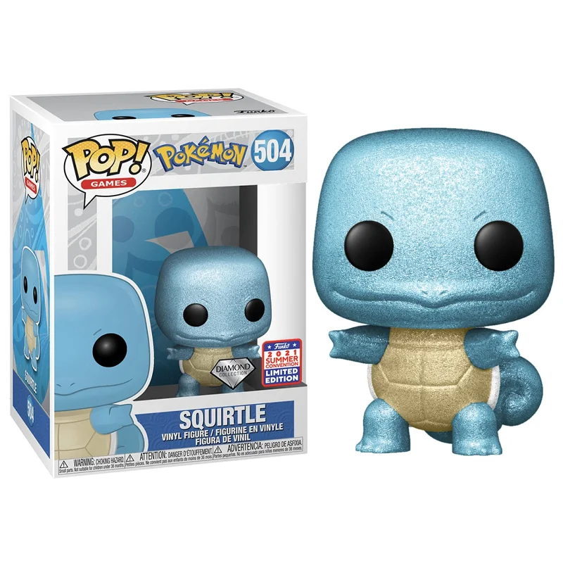 Funko Pop Squirtle Diamond Collection #504 - Exclusive 2021 Summer Convention - Vaulted-Pokemon-504