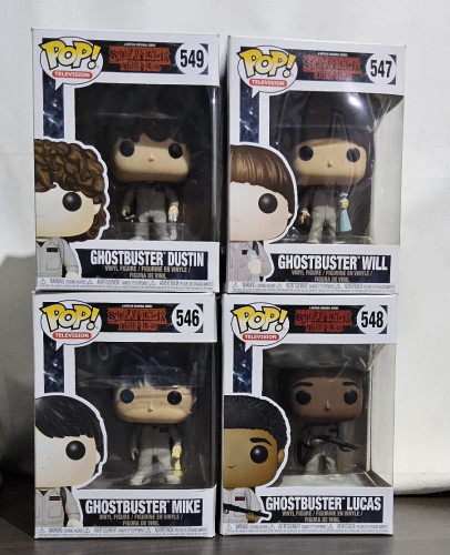 Funko Pop Stranger Things Ghostbusters – Dustin #549, Will #547, Mike #546, Lucas #548 – Conjunto Colecionável Original-Television Stranger Things-546