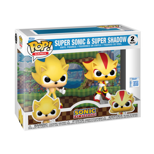 Funko Pop Super Sonic & Super Shadow Flocked Exclusivo 2pack Sonic The Hedgehog #0 - Produto Original