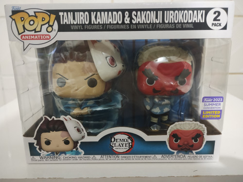 Funko Pop Tanjiro Kamado & Sakonji Urokodaki 2 Pack (exclusive Convention) Demon Slayer #1 - Produto Original