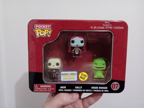 Jack, Sally E Oogie Boogie - 3 Pack - Glows In The Dark  - Barnes & Noble Disney - The Nightmare Before Christmas #7 - Produto Original
